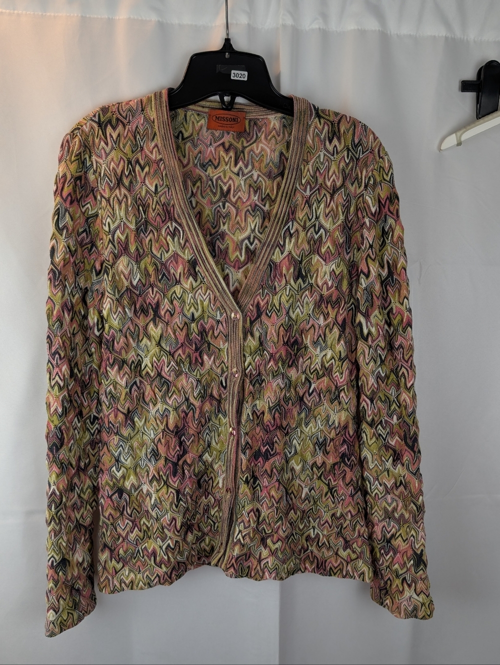 Missoni Multicolor Zigzag Knit Cardigan Size L(By Measurements) In VGUC